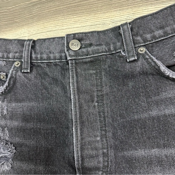 Reformation Distressed High Rise Black Denim Shorts Size 29 Button Fly - Picture 2 of 5